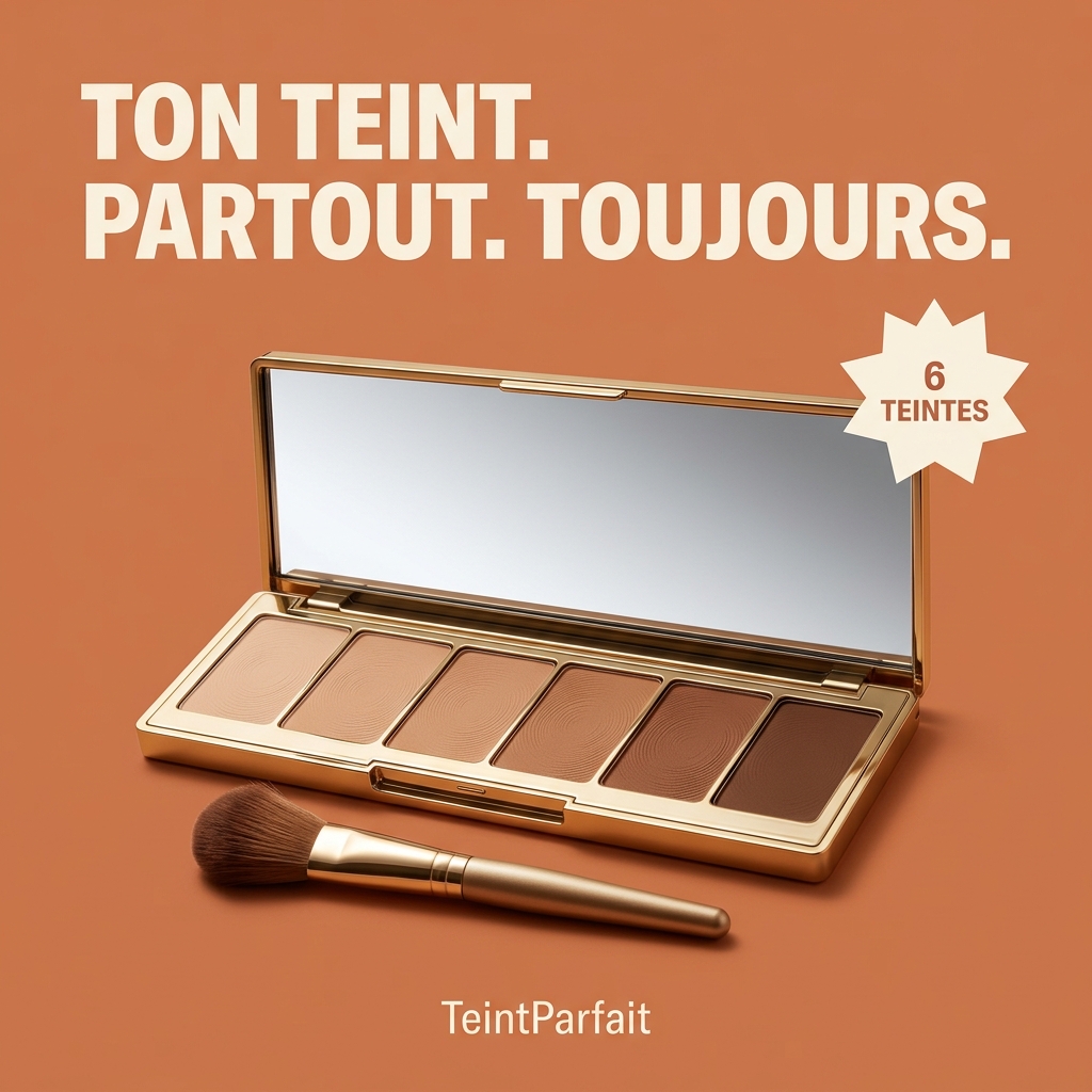 Publicité beauté générée par IA pour une palette de maquillage