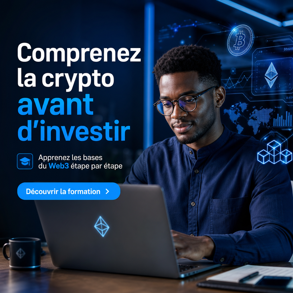 Publicité formation crypto créée avec l'IA